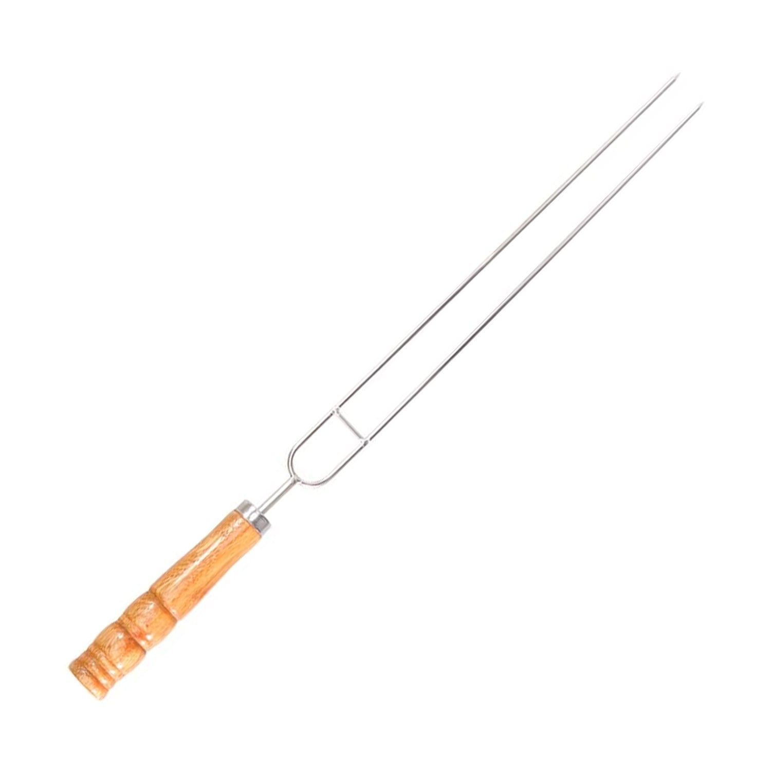 2878 Stainless Steel Double Prongs Roasting Stick BBQ Barbecue Fork Kebab Skewers Wooden Handle DeoDap 2878 Stainless Steel Double Prongs Roasting Stick BBQ Barbecue Fork Kebab Skewers Wooden Handle DeoDap